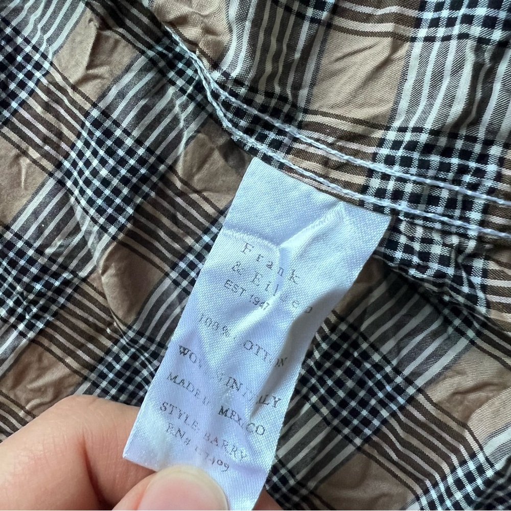 Frank & Eileen Brown Plaid Crinkle Button Down Shirt - Picture 4 of 7